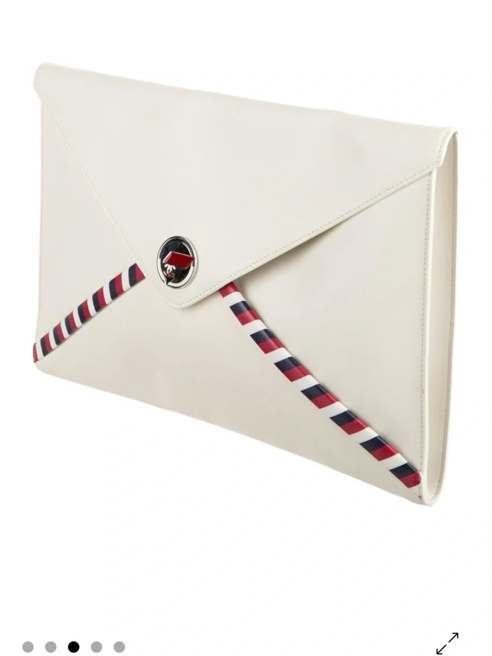 Envelope Clutch with Red-Trim Accent in White by Chanel